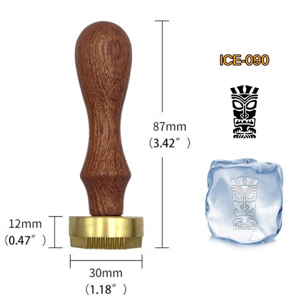 Ice Stamp With Removable Brass Head & Wood Handle - Vintage 1.18" Branding for Cubes, Cocktails, Whiskey, Mojito Drinks - Bar Making DIY Crafting
