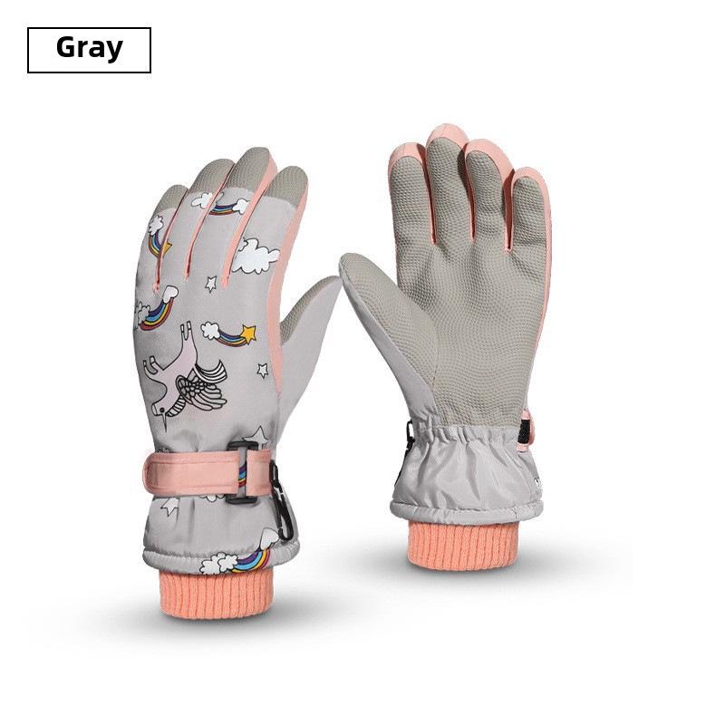 Детские зимние водонепроницаемые горнолыжные перчатки - теплые, толстые коралловые флиса, для мальчиков и девочек DRST23