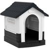 Plastic Dog Kennel With Windows For Garden Patio Miniature Dogs 64.5 X 57 X 66cm Grey