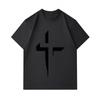 Men's 100% Cotton Crew Neck Short Sleeve T-shirt, Modern Geometric Broken Cross Printed Casual Comfortable Daily Wear Tee for Street Summer Activities