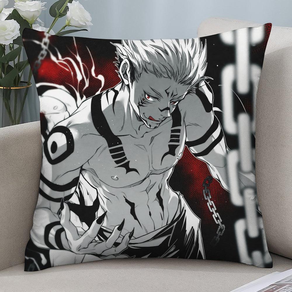 J-Jujutsu Kaisen Рёмен Сукуна Наволочка Короткий Плюш Чехлы для Подушек Декор Дивана Подарок Дом Двусторонний Принт Чехол для Подушки