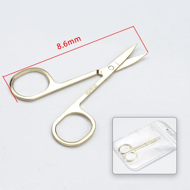 Многоцветные ножницы из нержавеющей стали с изогнутыми кончиками для бровей и ресниц