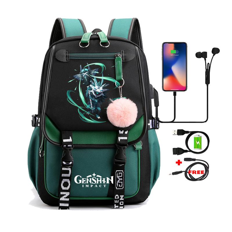 Anime Game Printed Bag Canvas Backpack Large Capacity Bookbag for Boy Girl Kids Gifts Usb Charging Travel Backpack Student School Bag