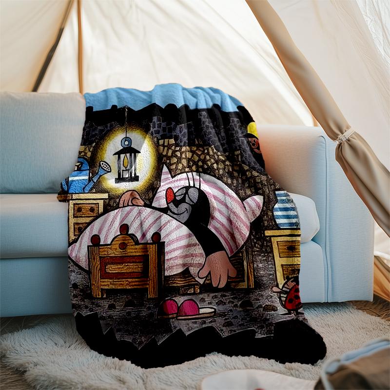Krtek Theme Printed Blanket - Perfect for Couch, Bed, Travel & Outdoor Use | Machine Washable, Cozy & Durable.