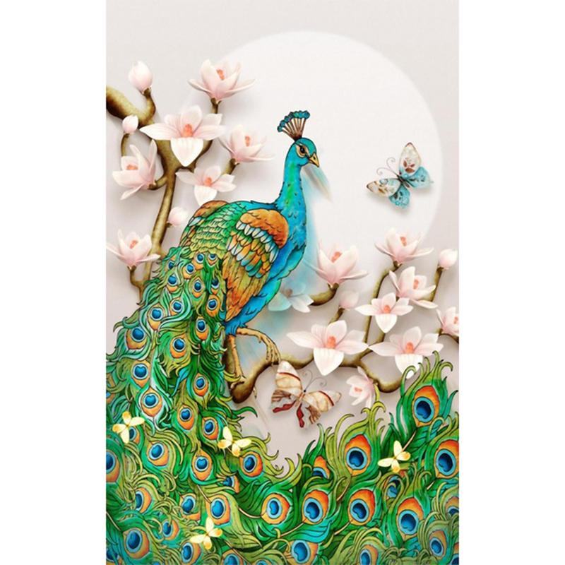 5D DIY Diamond Embroidery Animal Peacock Cross Stitch Diamond Painting Full Round Drill Picture of Home Christmas Present