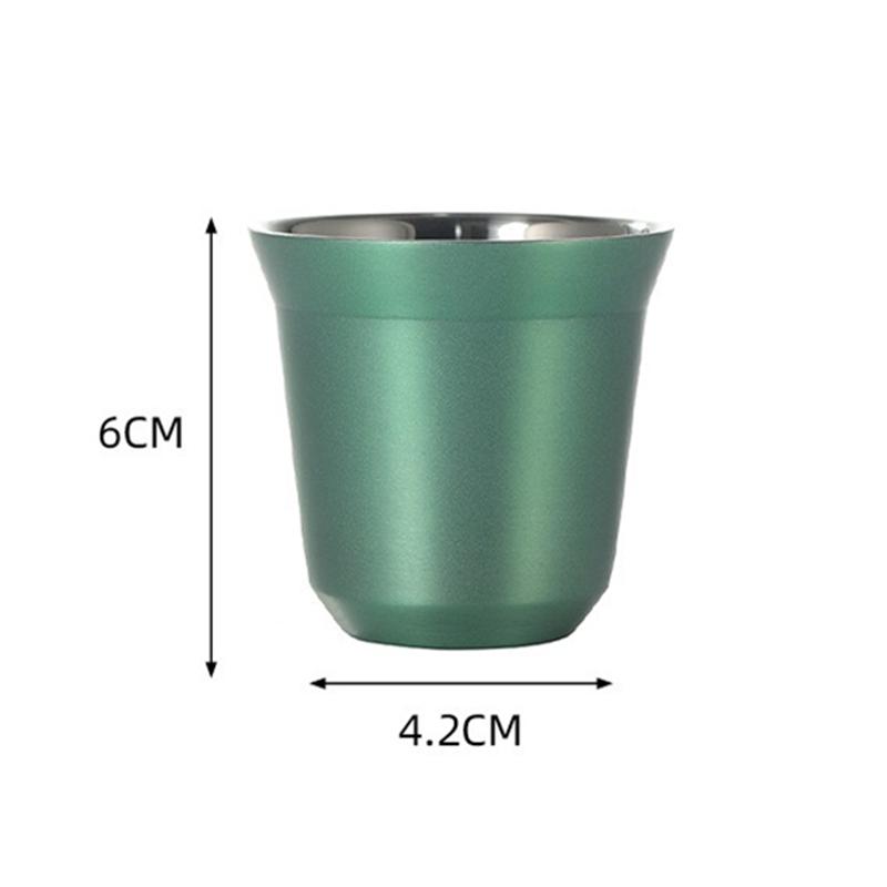 80 мл Новая простая чашка с плоским дном из нержавеющей стали с двойными стенками, изолированная кофейная чашка, высококачественные однотонные чашки для воды, товары для дома