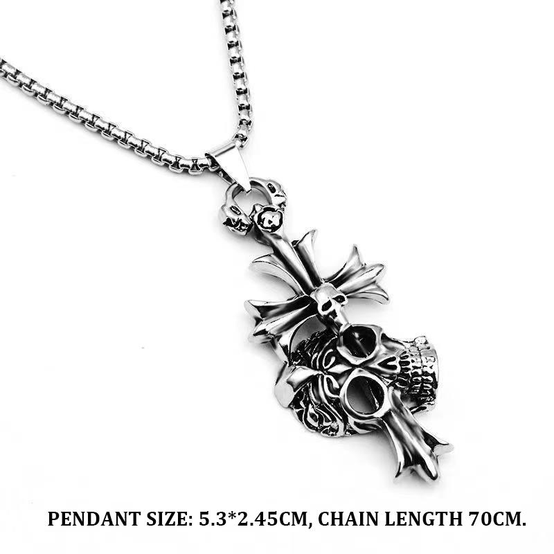 Кулон с черепом, ожерелье с крестом, кулон, мужское ожерелье, женское ожерелье