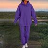 Women's Fashion Casual Solid Color Loose Hooded Sweatshirt Suit