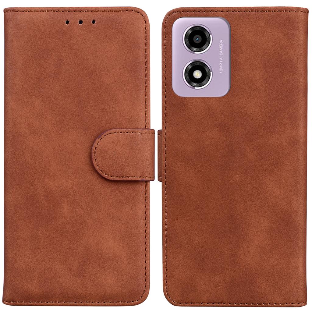 For Motorola Moto G04s 4G/E14 4G Wallet Case Solid Color Leather Phone Cover