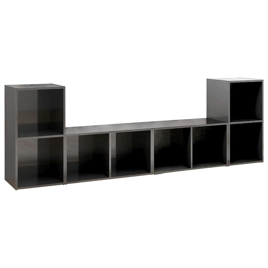 TV Cabinets 4 pcs High Gloss Gray 72 x 35 x 36.5 cm Engineered Wood