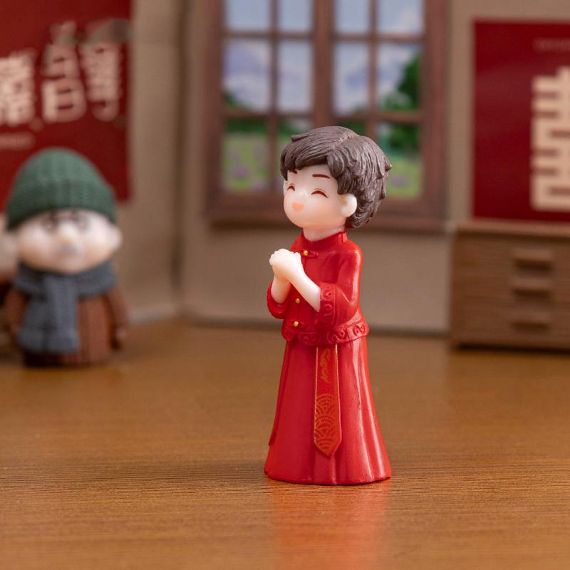 2 шт./пара Милые китайские свадебные ornaments lovers Сладкие миниатюрные фигурки пары Декор для сказочного сада Домашнее свадебное ornament
