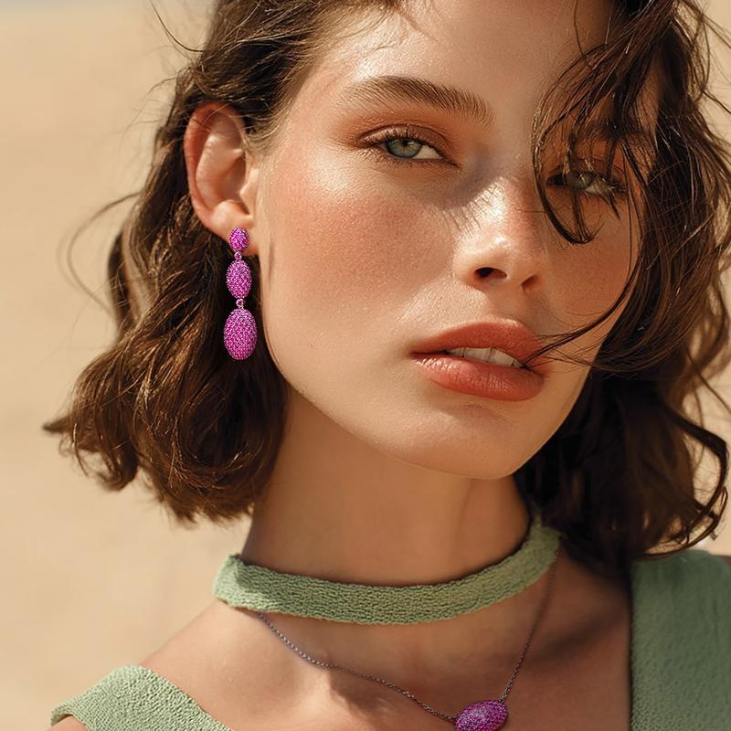 APM Monaco necklace Rose red oval necklace + rose red oval short earrings combination (20% off for two pieces) F Endless Love