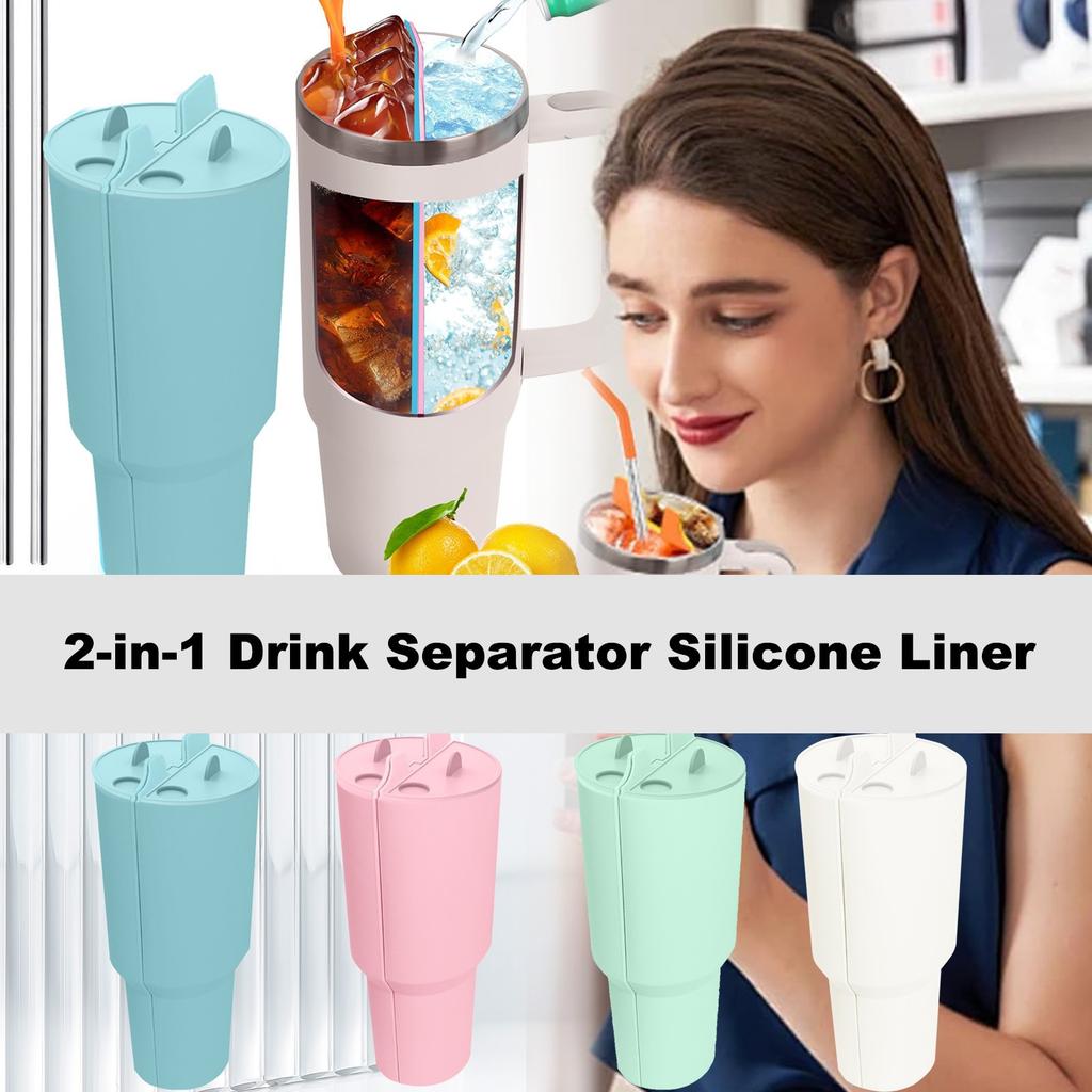 Cup 2-in-1 Drink Separator Silicone Liner,Compatible With Stanly Cup 40 Oz, Stanly Accessory, Reusable Liner For Party