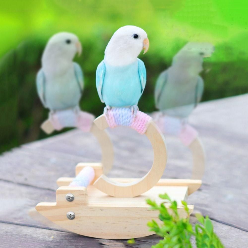 Wear-resistant Parrot Perch Stand Wooden Bird Training Stand Rocking Parakeet Toy  Relieve boredom