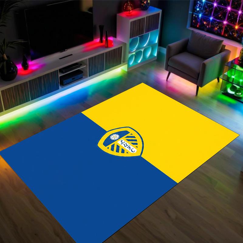 Leeds United Football Design Crystal Velvet Carpet Cozy Non?Slip Printed Rug For Bedroom Living Room Entrance