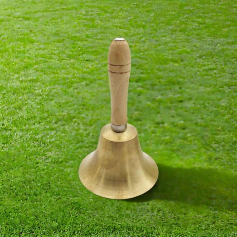 Multi-Purpose Solid Brass Call Bell Wooden Handle Brass Ringing Handbells  Animal Training