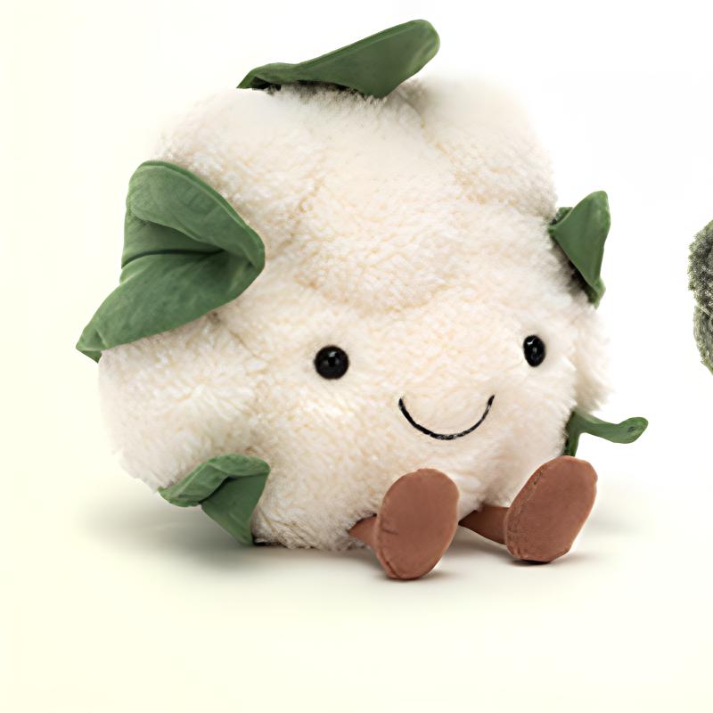JELLYCAT Серия 'Веселая Еда' Овощи Цветная Капуста Кукла-Компаньон Плюшевая Кукла Высота 26 см