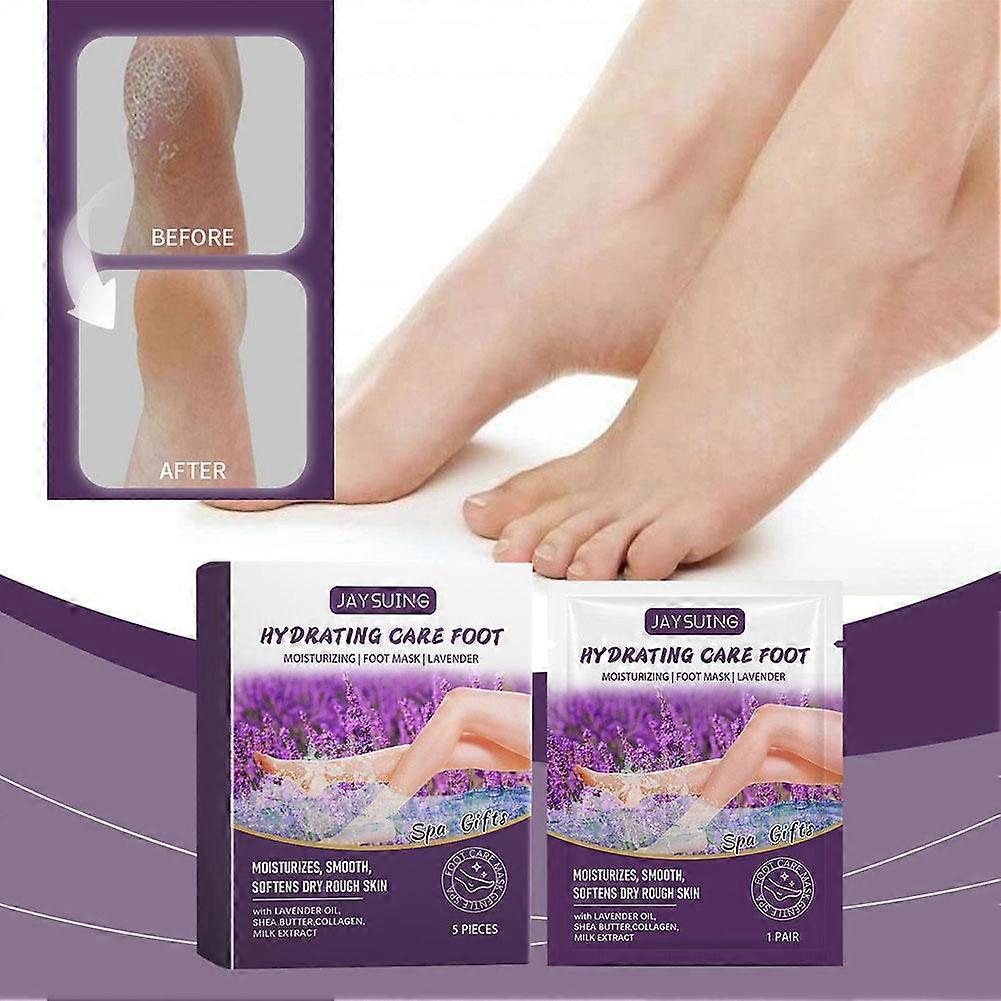Jaysuing Lavender Exfoliating Foot Mask, Disposable Dry Cracked Foot Care Peel Mask for Hydrating & Rejuvenation