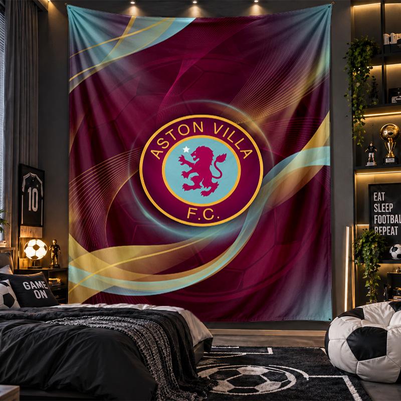 Wall Hanging Tapestry Aston Villa Football Print Cloth for Living Room Bedroom Home Decor