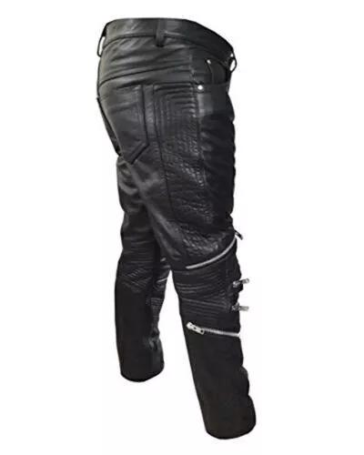 Кожаные Ручной работы Стильные Повседневные Черные Мужские Кожаные Брюки Натуральная Чистая Овчина