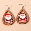 Деревянные рождественские серьги в виде капли воды Санта-Клауса – Европейский и американский дизайн