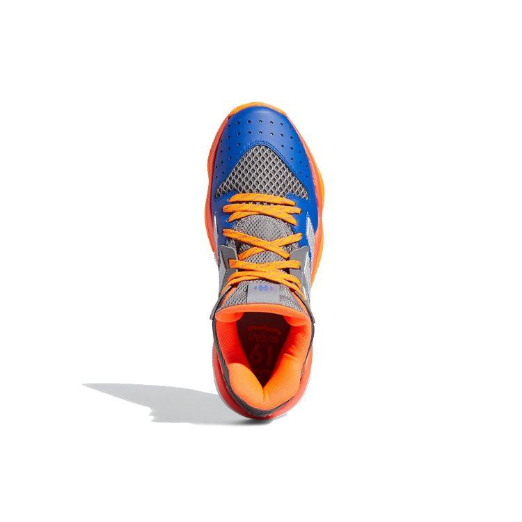 adidas Harden Stepback 1 Кроссовки мужские с круглым носком, шнуровкой, амортизацией, нескользящей подошвой, износостойкие, средней высоты, для баскетбола, оранжевые, белые, синие FW8483