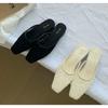 Fashion Square Toe Mules Slippers Women Spring New Golden Fashion Slip On Shoes Ladies Flats Heels Outdoor Sandal Slides Zapatos Mujer