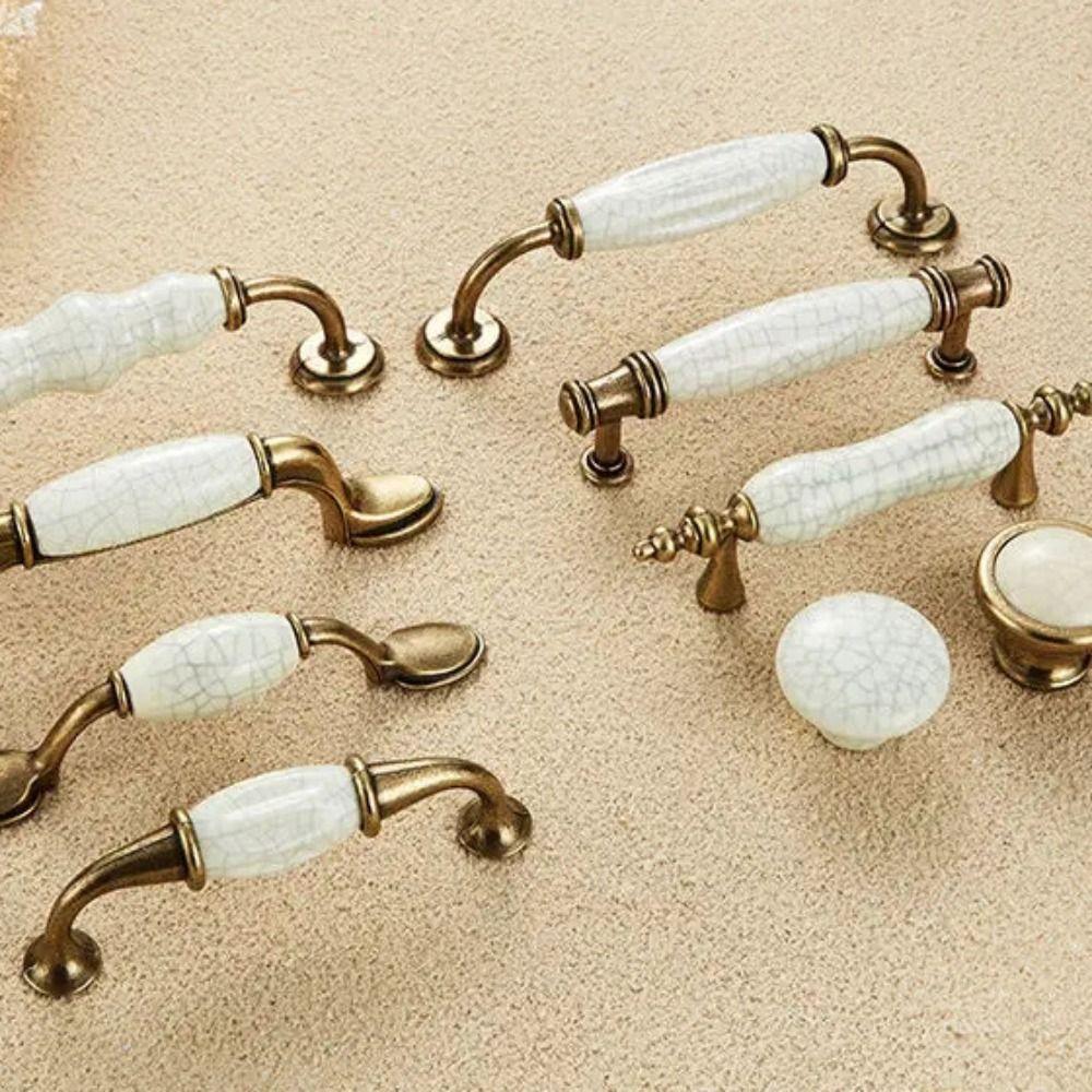 Белые керамические ручки для шкафов, цинковые ручки, ручки из цинкового сплава для ящиков, ручки для ящиков, ручки для шкафов