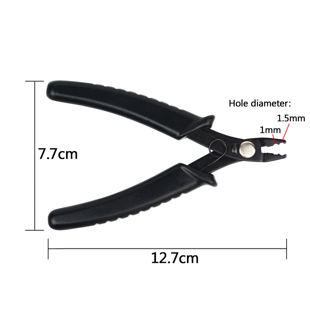 1 шт. черных плоскогубцев с 2 отверстиями для микрокольца/звена/бусины для наращивания волос