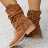 Winter New Women's Boots Large Low Heel 40-43 Suede  Ankle Boots for Women Brown Long Boots