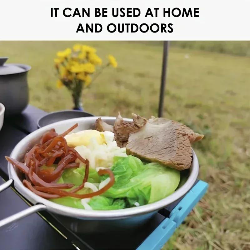 1pc-Outdoor 304 Stainless Steel Folding Bowl Picnic Rice Bowl Barbecue Mountaineering Water Cup Camping Portable Cooker