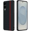 For Samsung Galaxy S25 Edge Case Leather+PC Hard Phone Cover Carbon Fiber Texture