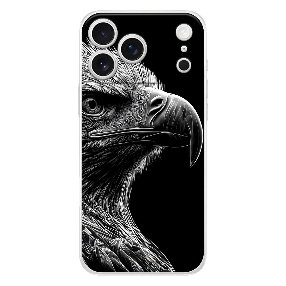 Мягкий прозрачный чехол для iPhone 17 Air 16E 16 11 15 14 Pro MAX 12 13 7 8 Plus SE Пасхальный чехол Полная защита Задняя панель с рисунком Черный орел