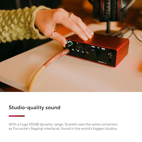 Focusrite Scarlett Solo 4th Generation USB Audio Interface for Guitarists, Vocalists, and Producers: High-Fidelity, Studio-Quality Recording with All