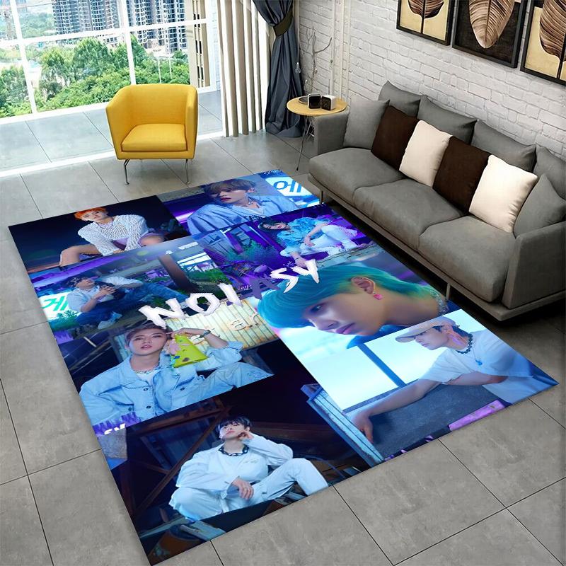 Kpop Stray Kids Music Star Carpet Rug for Playroom Bedroom Living Room Sofa Home Decor,kid Area Rug Non-slip Floor Mat Gift