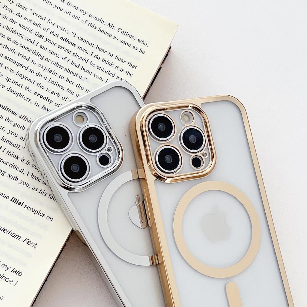 Чехол для iPhone 16 Pro Max, совместимый с защитой для сотового телефона MagSafe Electroplating TPU с длинным шнурком