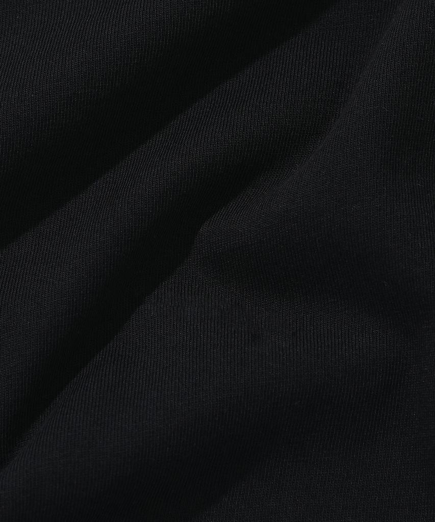KIIMUIR [Укороченный] Полосатая многослойная футболка-henley с коротким рукавом_Черный