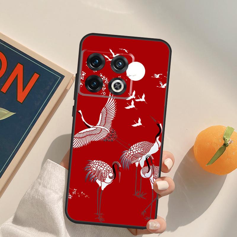 Japanese Cranes Art Case For OnePlus 13T 10T 10R 12R 13R 15 13 12 11 10 9 Pro Nord CE 5 2 3 4 Lite N20 N30 Cover