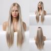 Highlights Blonde Lace Front Wig Long Straight Synthetic Wig Natural Hairline Blonde Wigs for Women High Temperature