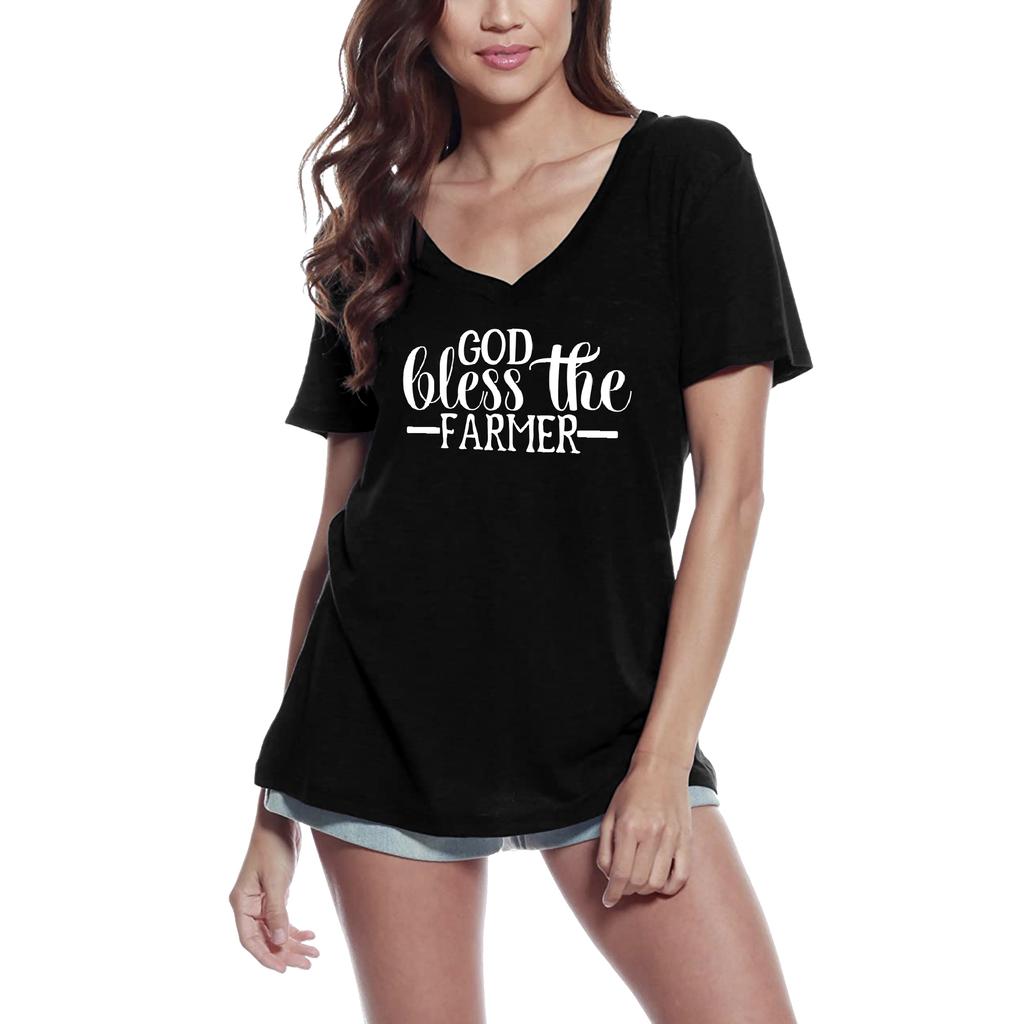 Ultrabasic Women's T-Shirt God Bless the Farmer - Funny Short Sleeve Tee Shirt