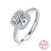 1 Carat S925 Silver Ring Square Surrounded With Ring Moissanite Light Luxury High-End Gift Live Ring Adjustable