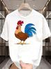 Унисекс Летняя Футболка с Принтом Петуха Streetwear С Круглым Вырезом Мягкая Дышащая Свободная Модная Футболка Мужская Повседневная С Коротким Рукавом Животная Футболка