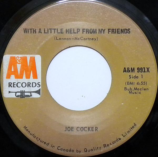 7-дюймовая пластинка JOE COCKER With A Little Help From My Friends AM991X AM Records 1968 Канада Рок Б/у
