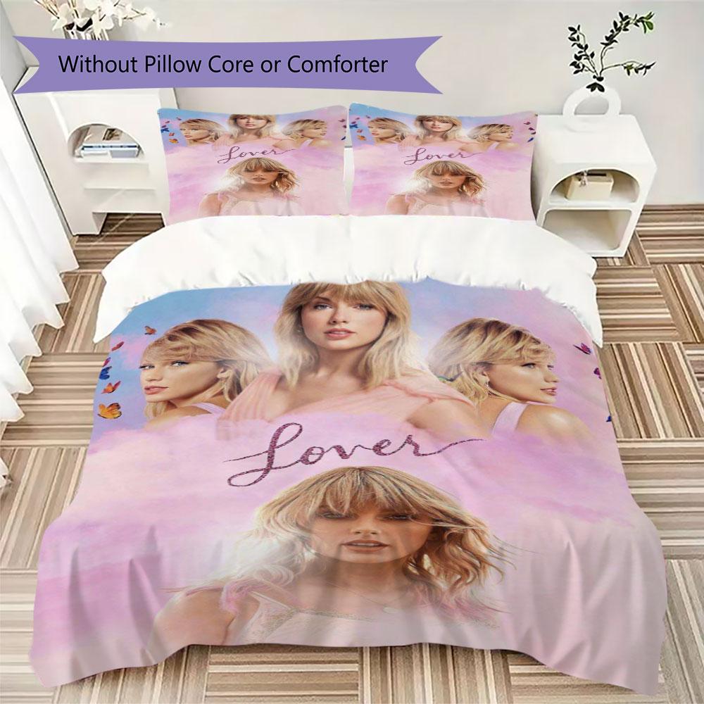 Taylor Swift Prints bedding, duvet cover and pillowcases, birthday gift (1 duvet cover + 2 pillowcases, pillow insert not included)JM002