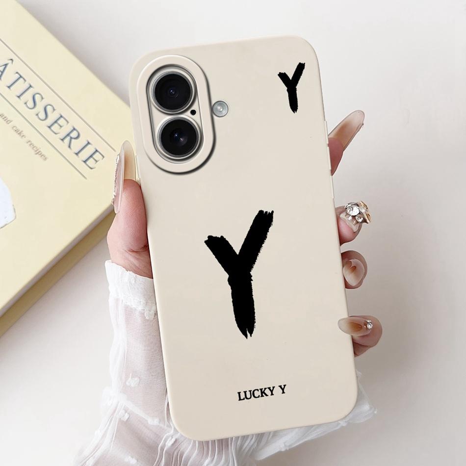 For iPhone 17 17Air Lucky Initial Letter Phone Case For iPhone17 17 Air Soft Silicone Shockproof Cases Bumpers