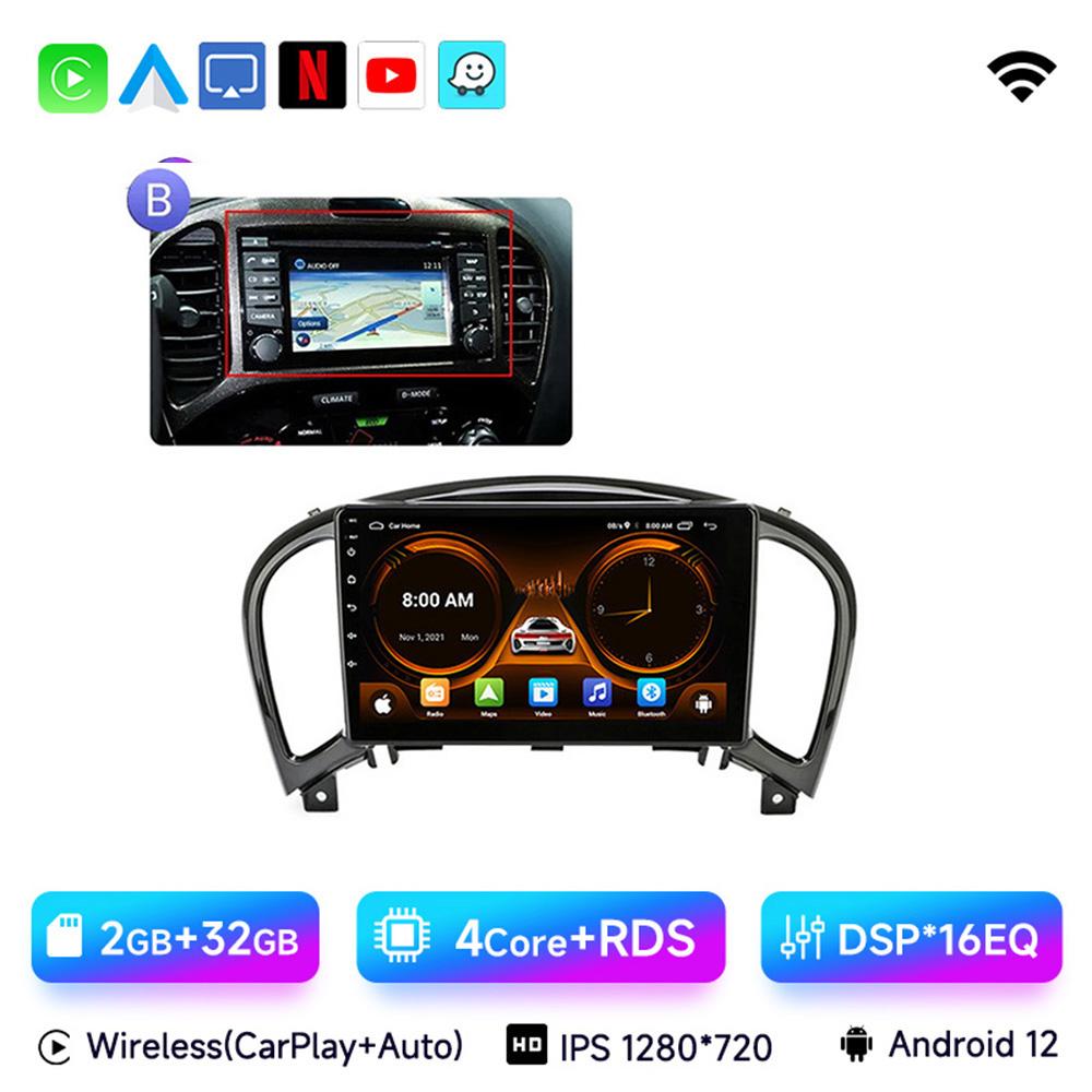 JIUYIN Android 13 Беспроводной CarPlay Android Auto Радио для Nissan Juke YF15 2010 2011 2012-2014 4G Автомобильная Мультимедиа GPS 2din