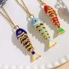 3D Brass Colorful Small Koi Carp Drip Oil  Fish Funny Plated Enamel Fish Charms  Bracelet