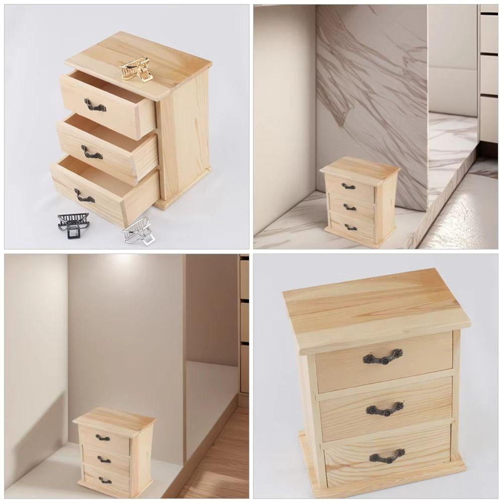3-Layers Wooden Jewelry Storage Holder Mini Desk Sundries Box Hair Accessories