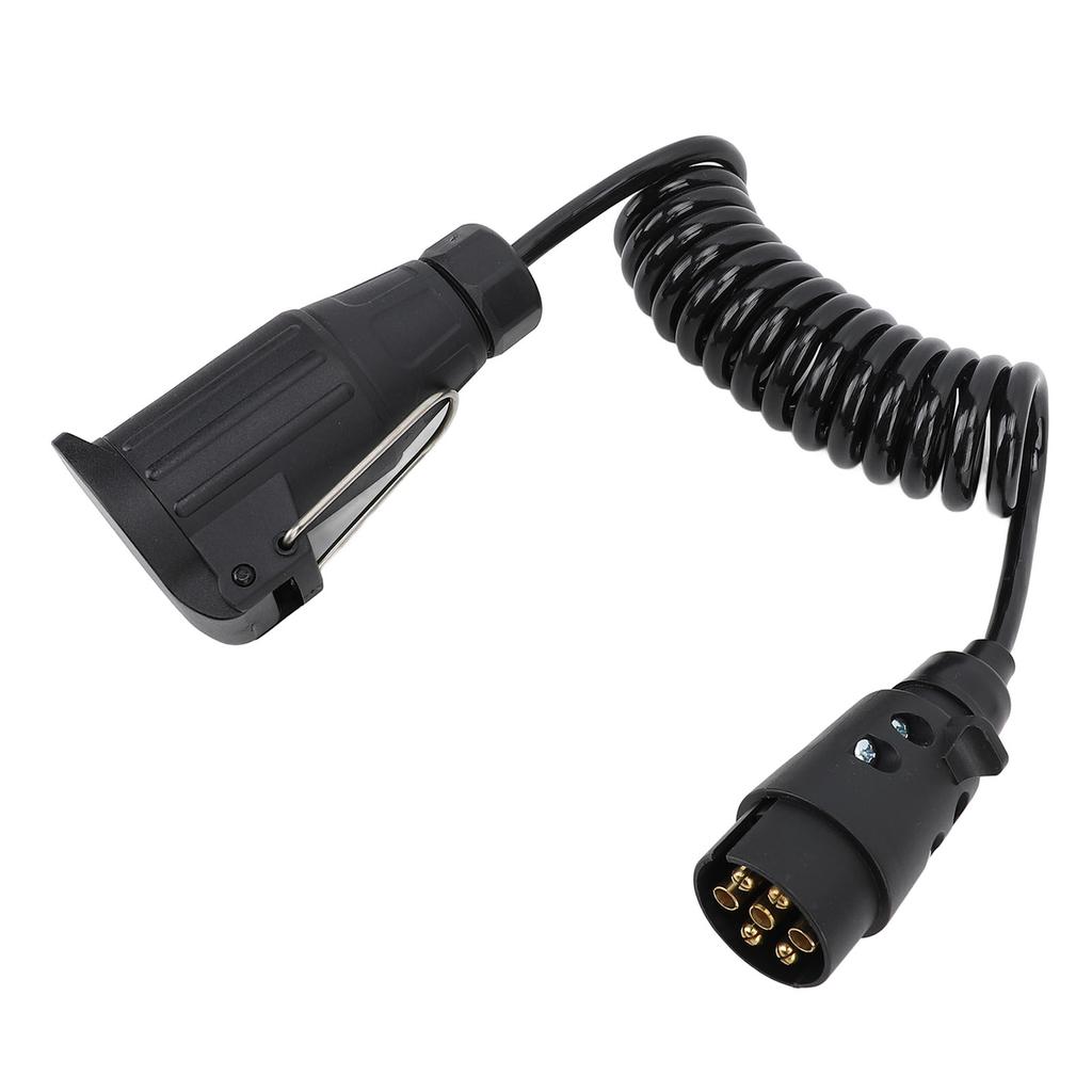 12В 7-контактный на 13-контактный адаптер для прицепа, длина 2 м, спиральный, соединитель проводки розетки прицепа для дома на колесах, каравана, лодки, черный