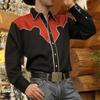 Western Embroidered Long Sleeve Shirt, Trendy Men's Casual Shirt